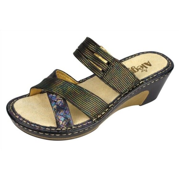 Alegria Sandals Leila Braidy  Rainbow Wedge Heel - Picture 1 of 9